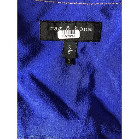 Rag & Bone Shields Top Silk Long Sleeve V-Neck Blouse Electric Blue Small - Picture 8 of 12